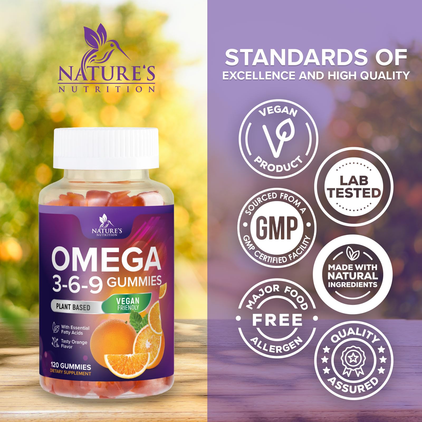 Non GMO omega 3 6 9 gummies label
