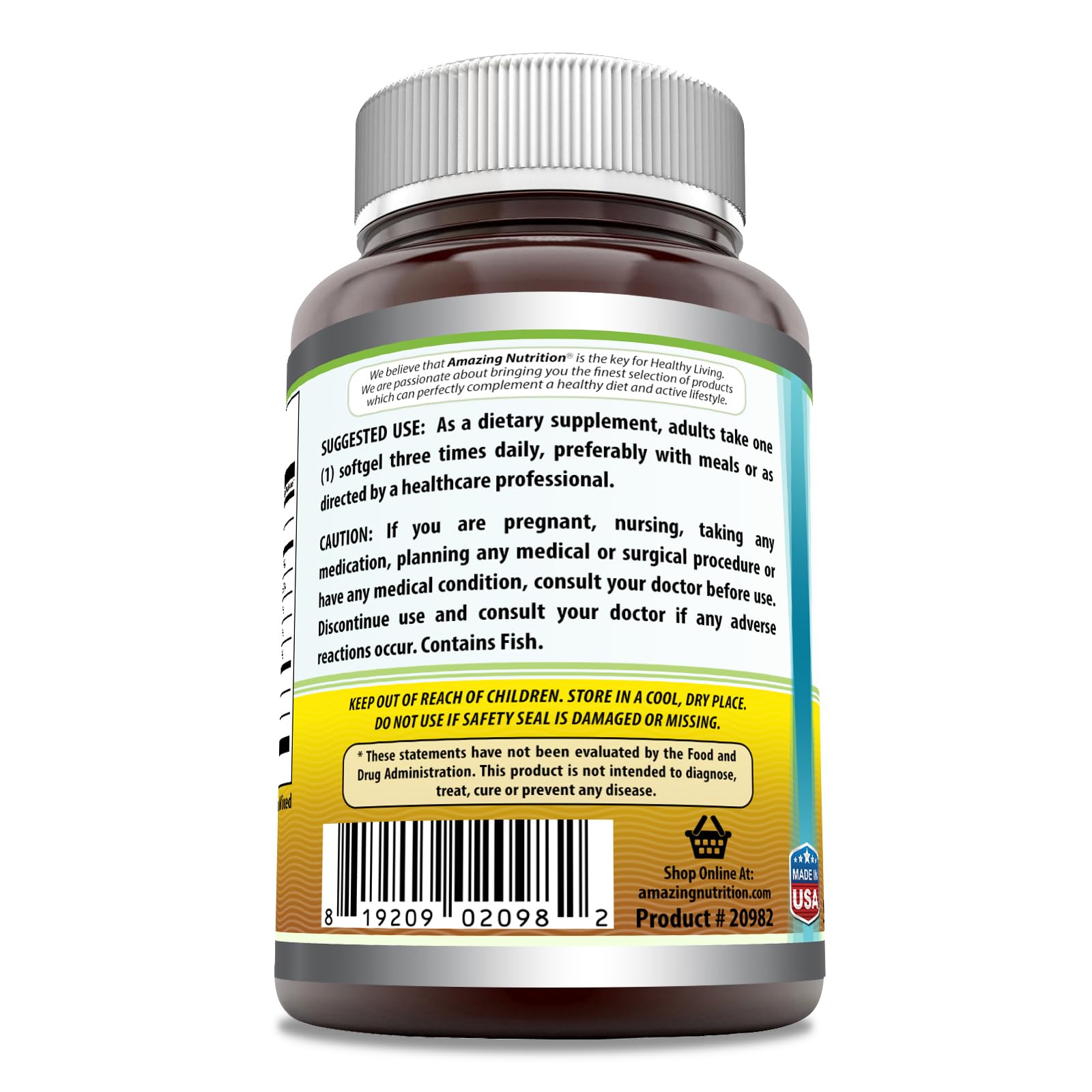 Close-up of Omega-3 EPA 180 mg and DHA 120 mg on label