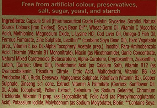 Back label with dosage directions for Omega-H3 Multivitamin Mineral