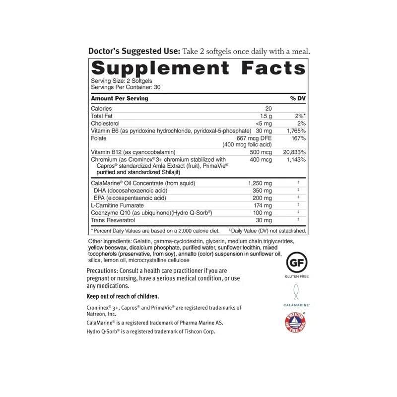 Dr Sinatra Omega Q Plus 100 Resveratrol bottle label