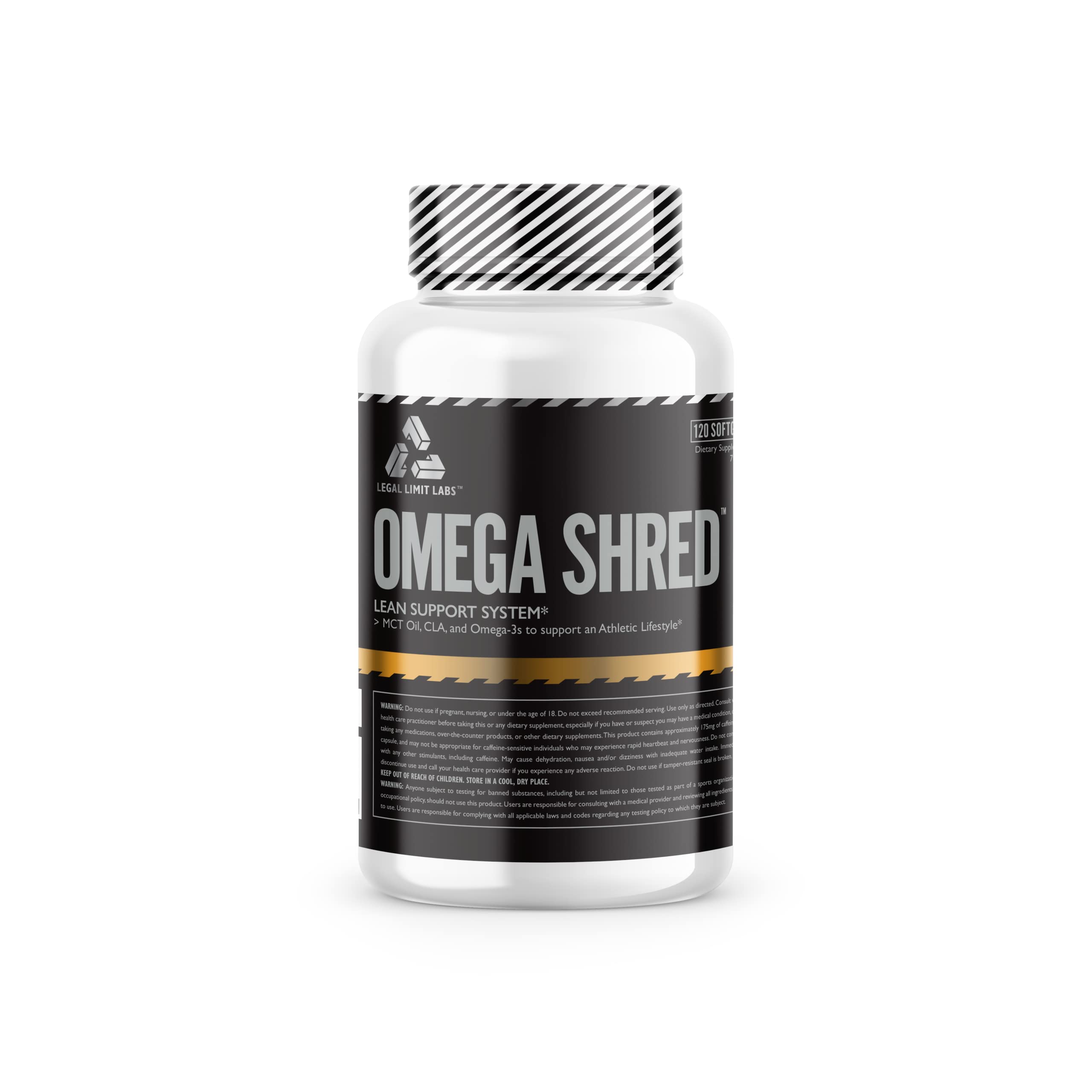 Legal Limit Labs Omega Shreds bottle with MCT, CLA, and DHA ingredients