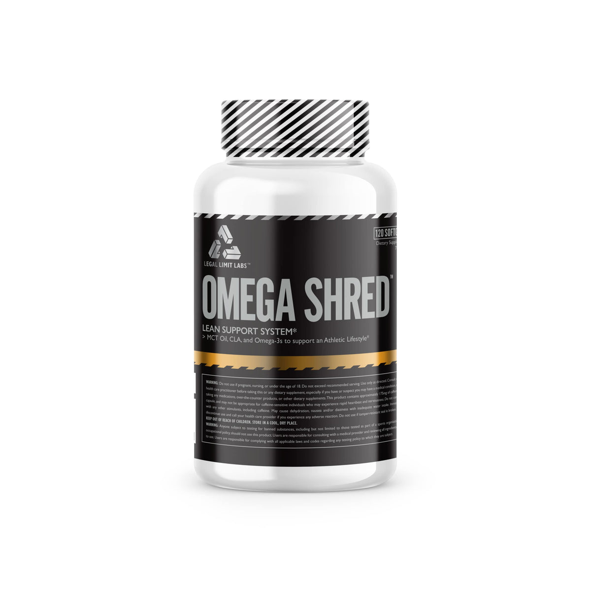 Legal Limit Labs Omega Shreds bottle with MCT, CLA, and DHA ingredients