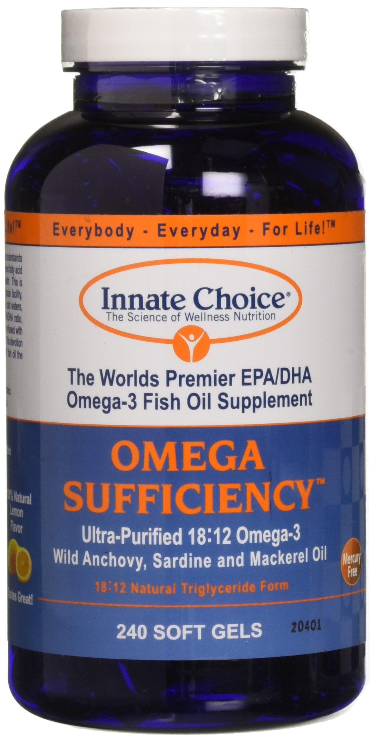 Omega Sufficiency Lemon 240 Capsules bottle front view
