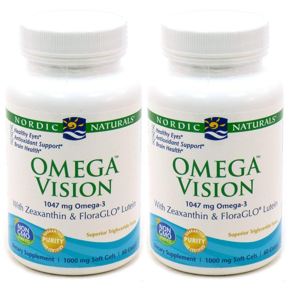 Nordic Naturals Omega Vision Lemon bottle with 60 soft gels, pack of 2