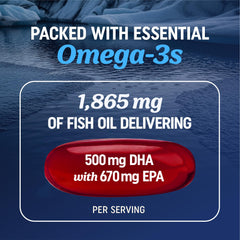 Close-up of Omega-3 and CoQ10 fish oil capsules