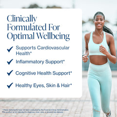 Infographic showing EPA and DHA fatty acids in omega-3 capsules