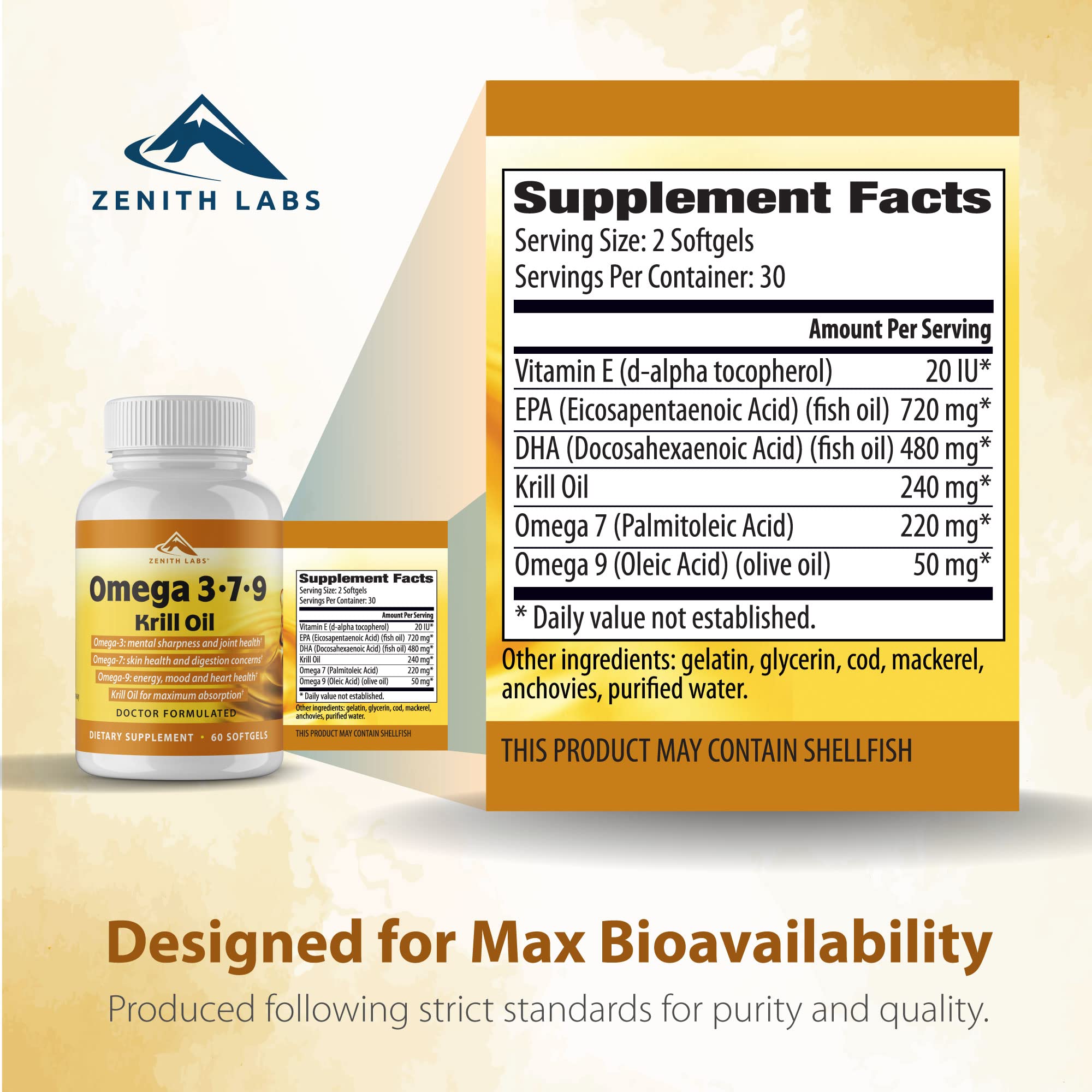 Close-up of krill oil capsules