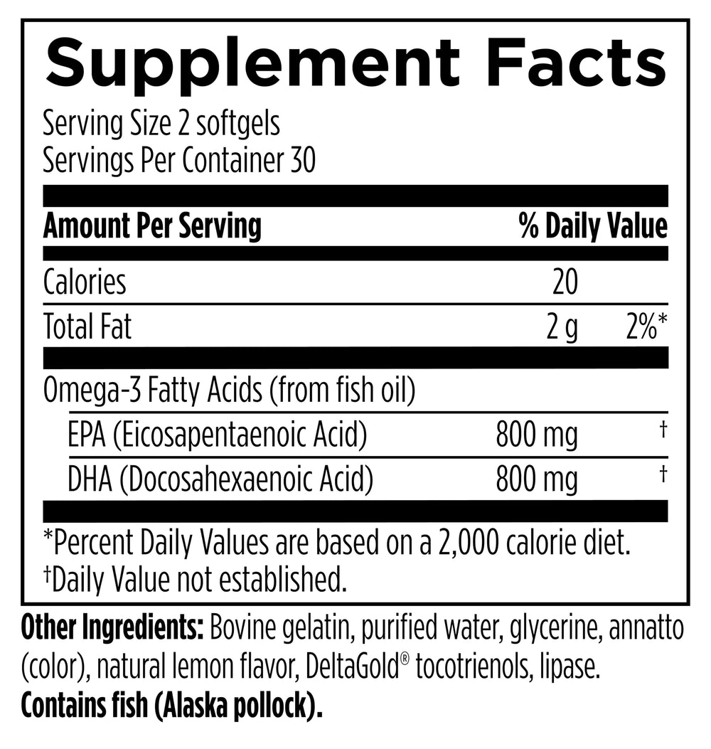 Label highlighting 1500 mg omega-3 per serving