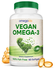 OmegaVia Vegan Omega-3 60 softgels bottle front
