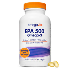 Front view of OmegaVia EPA 500 bottle