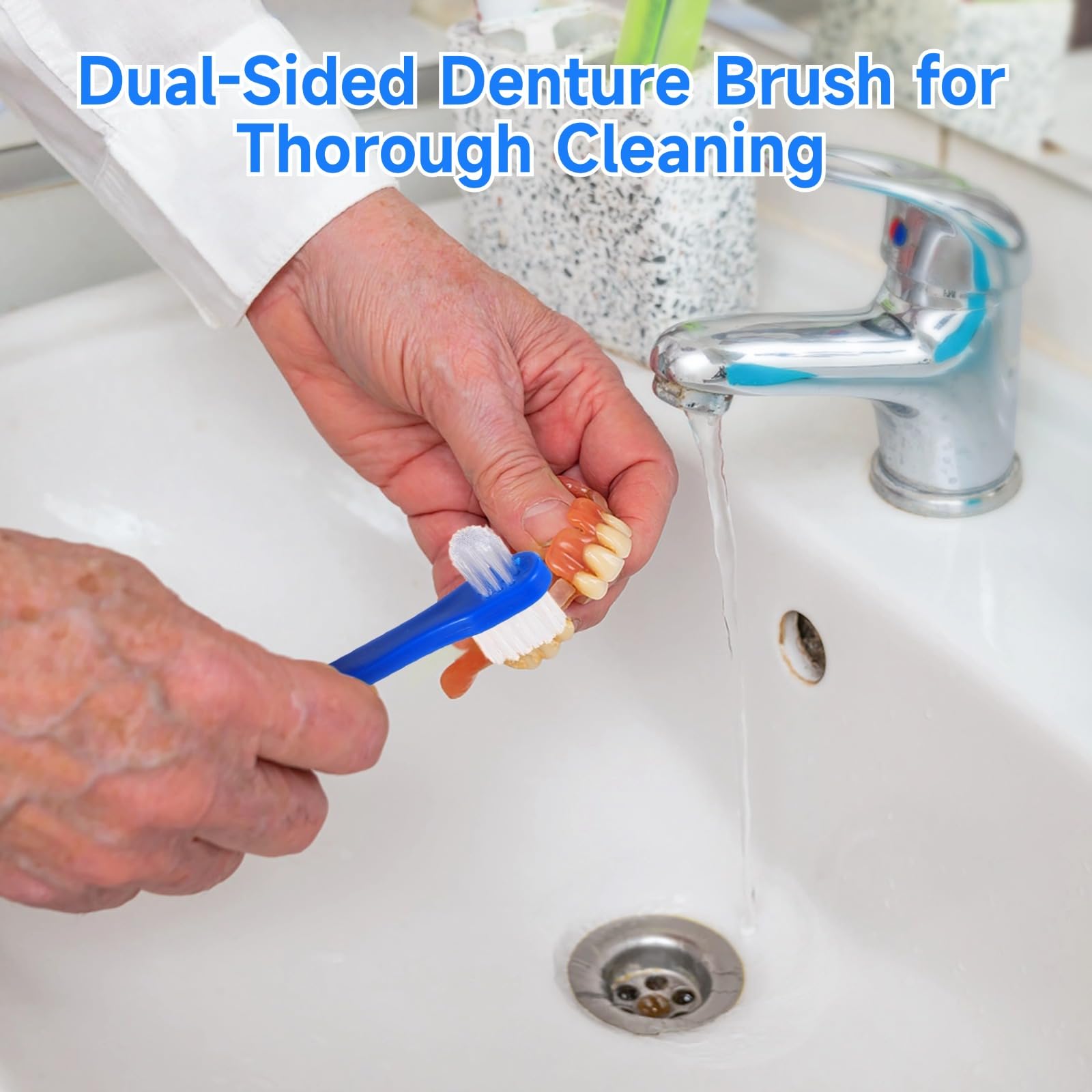 Denture brush cleaning dentures, retainers and braces