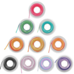 Close-up of 2-color mixed orthodontic rubber power chains