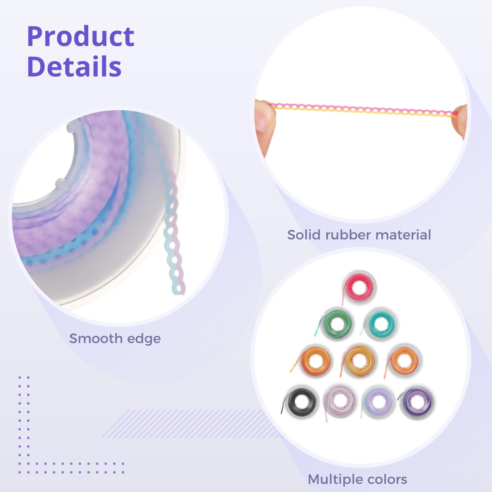 Easy-install orthodontic rubber power chains for braces