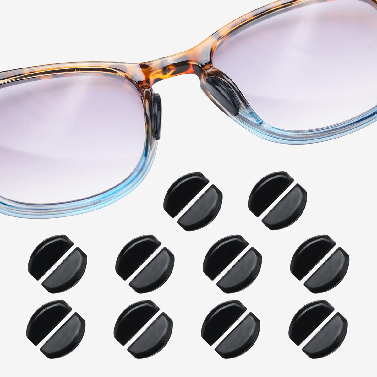 Omnful 2mm black silicone eyeglass nose pads - close-up