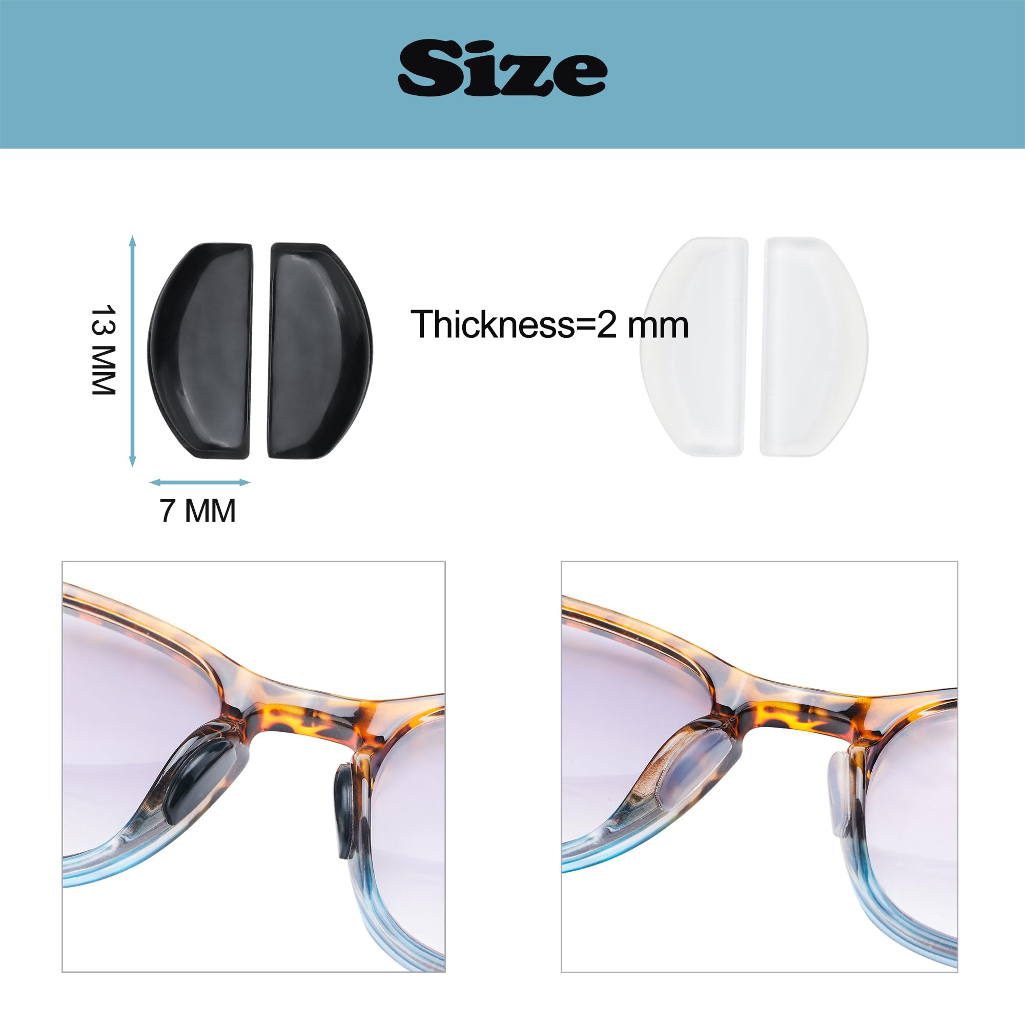 Trapezoid-shaped nose pad with adhesive backing - side view