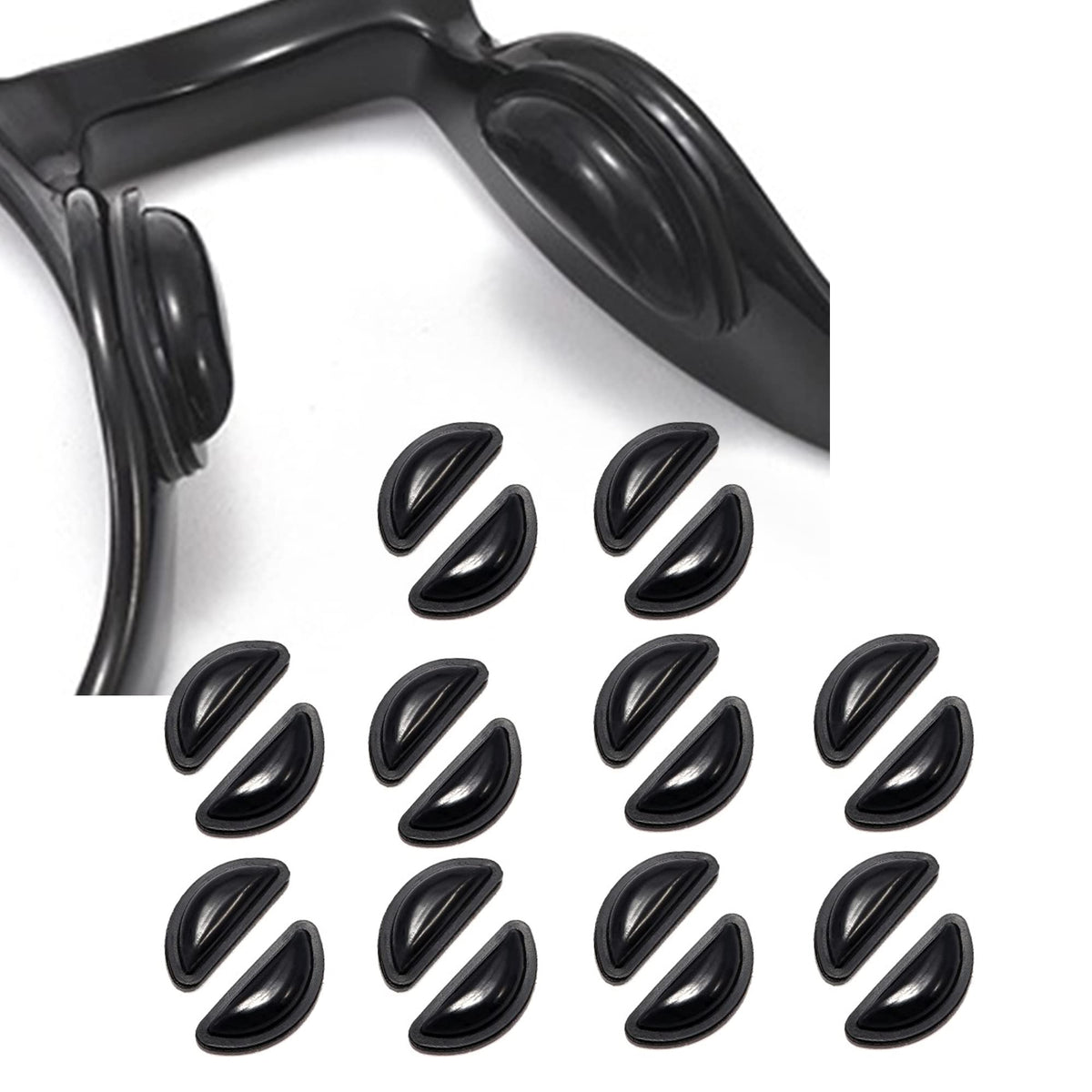 Close-up of Omnful 3.5mm adhesive black silicone nose pads