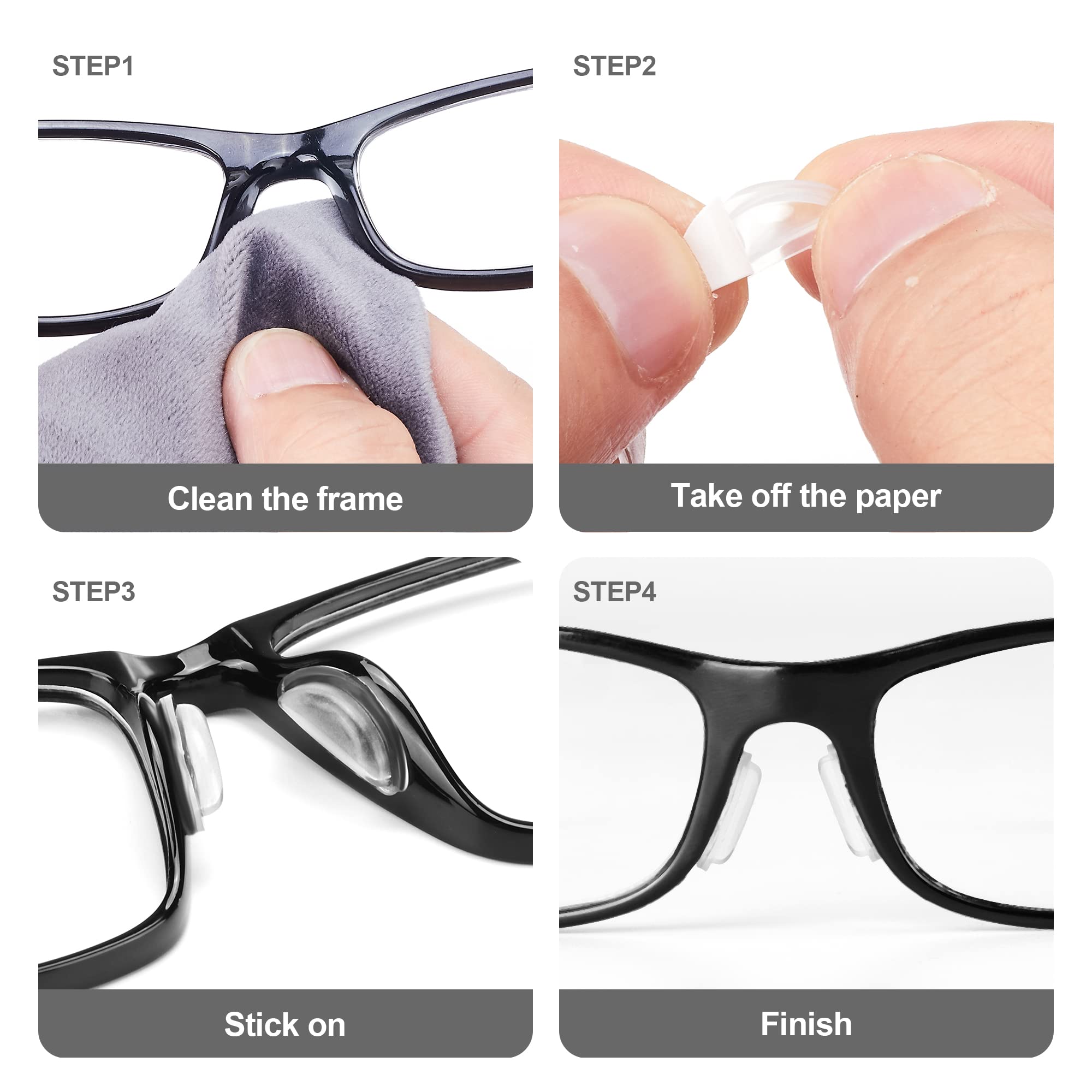 Eyeglasses with Omnful nose pads close-up
