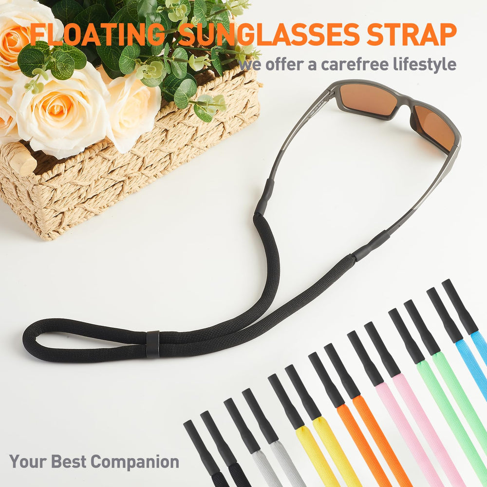 Sunglasses strap in Black color worn around neck