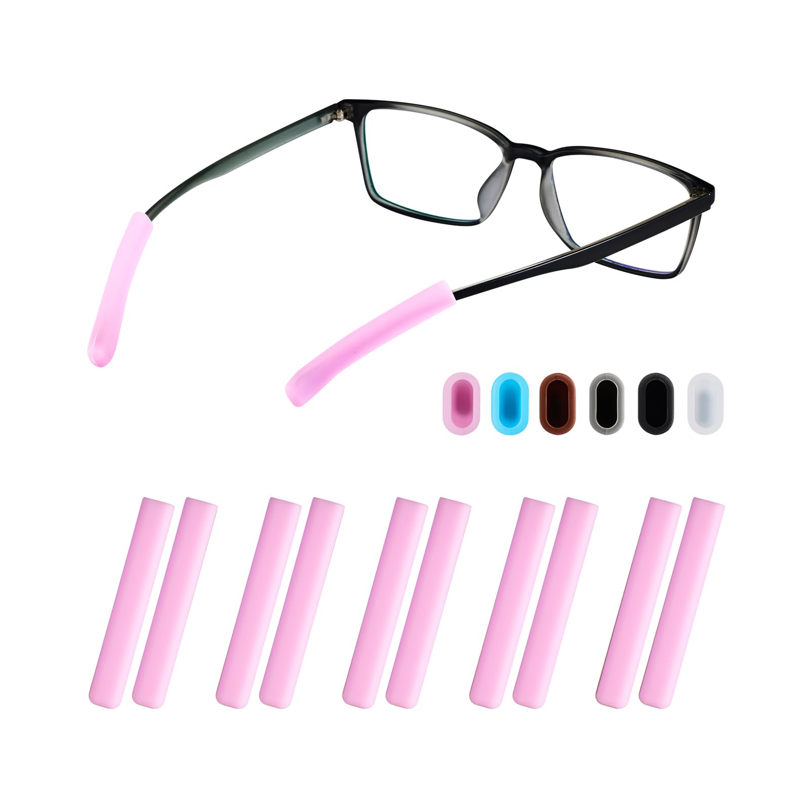 Five pink Omnful glasses ear cushions set