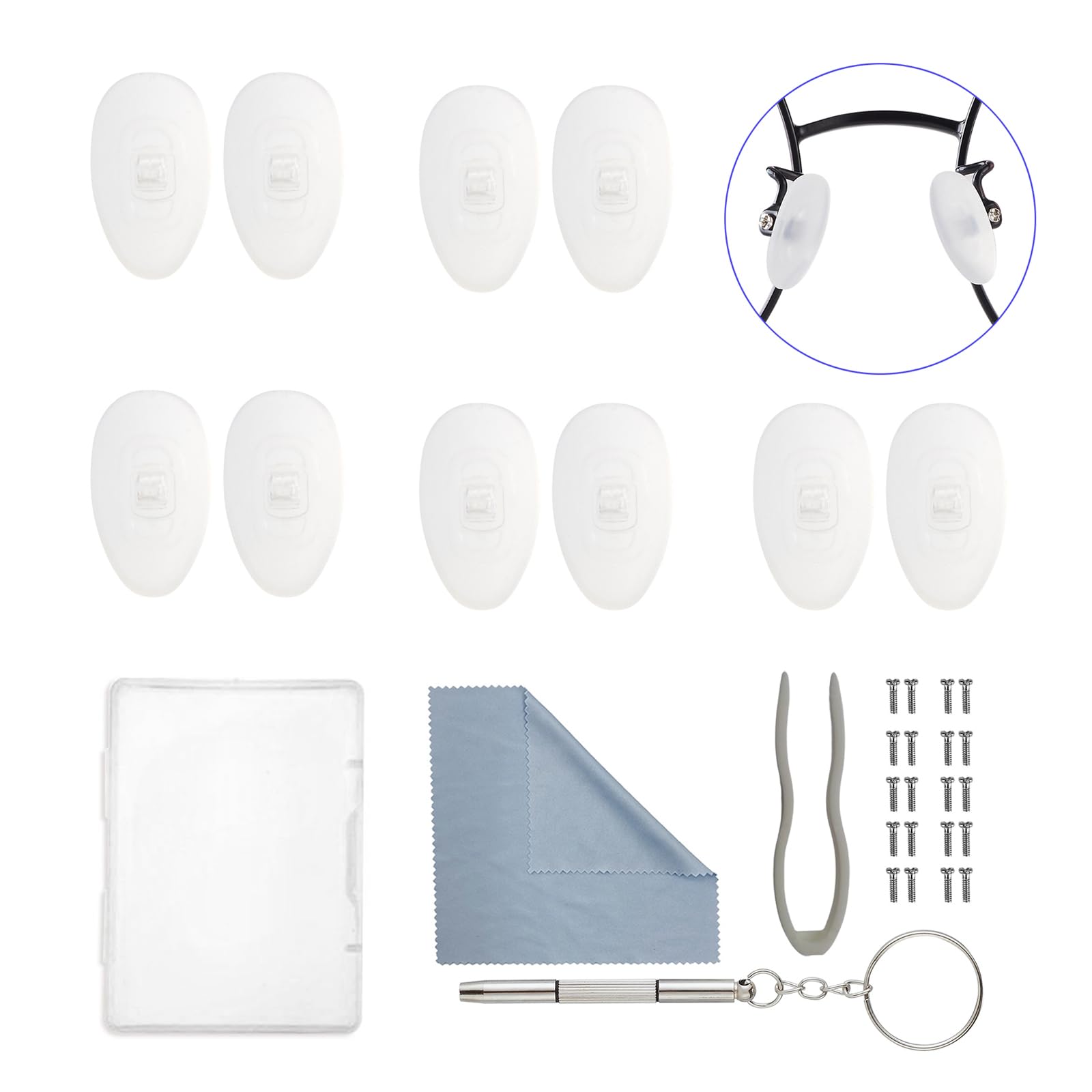 Five pairs of milky white soft silicone nose pads