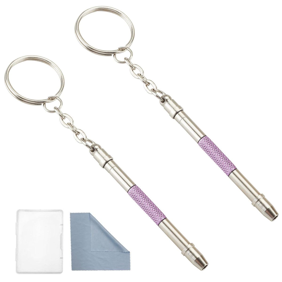 Close-up of Omnful Glasses Repair Kit 5-in-1 mini screwdriver set in purple