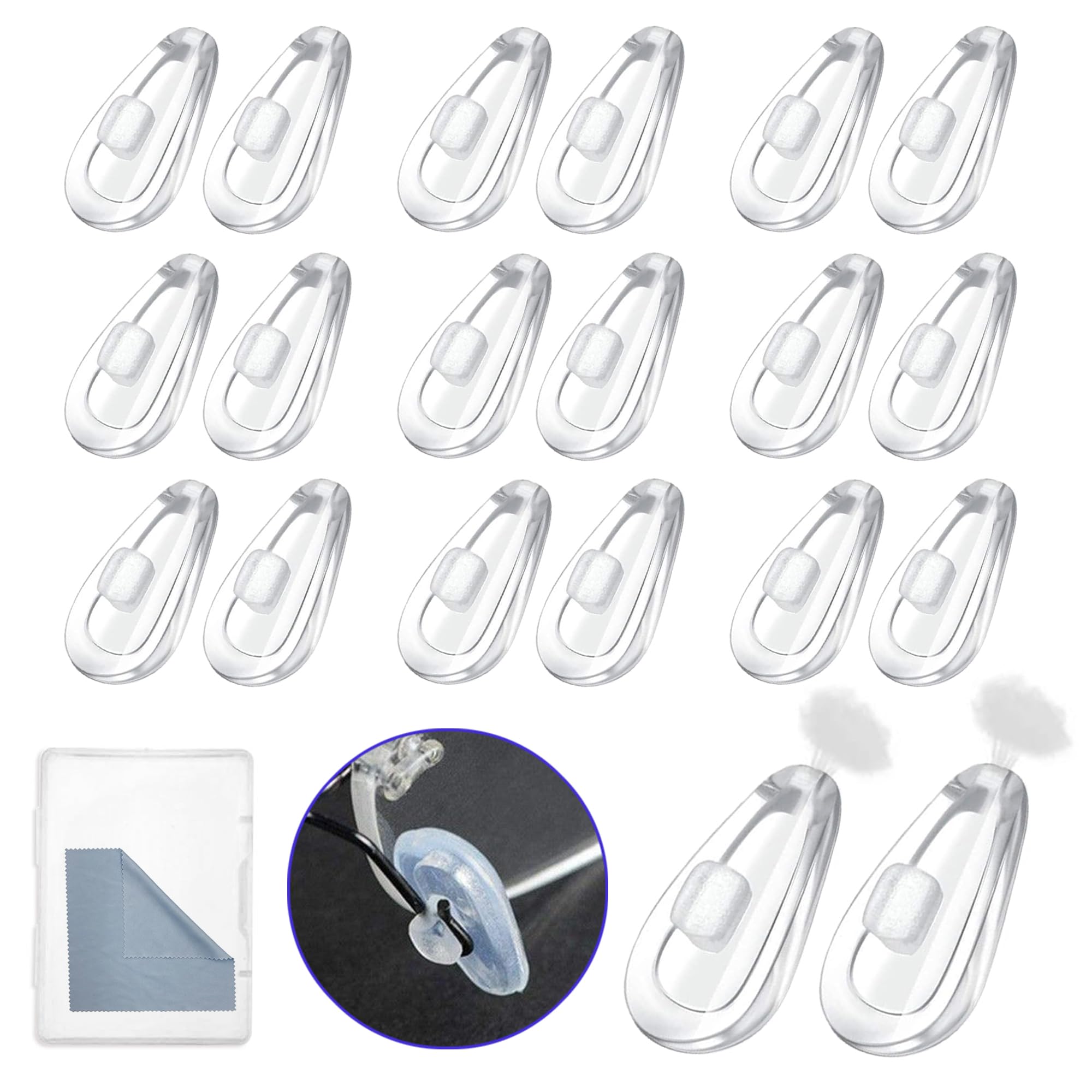 Omnful nose pads kit in packaging with 10 pairs of clear silicone pads