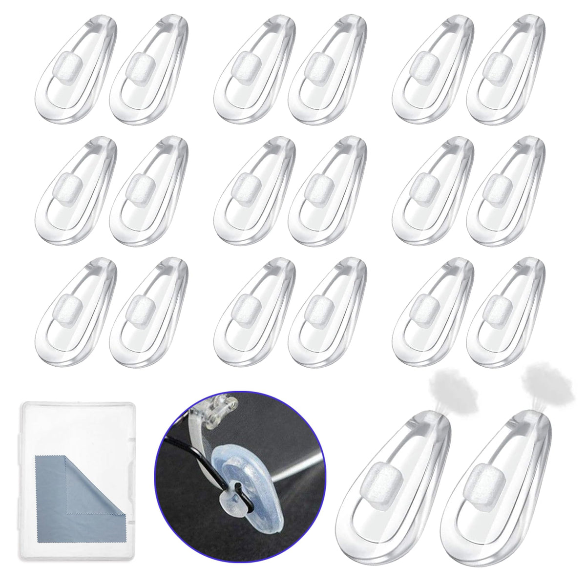 Omnful nose pads kit in packaging with 10 pairs of clear silicone pads