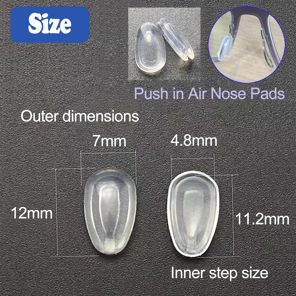 Push-in mount nose pads attached to sunglasses frame