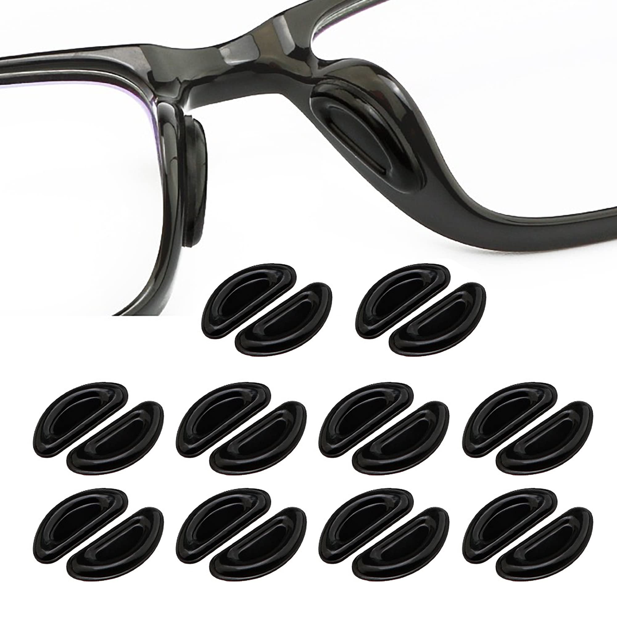 Omnful 2.0mm silicone nose pads, black, 10 pairs, close-up