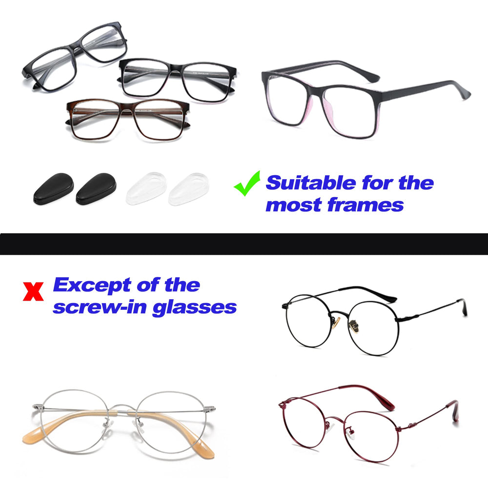 Side view of glasses nose pads on frame highlighting anti-slip feature