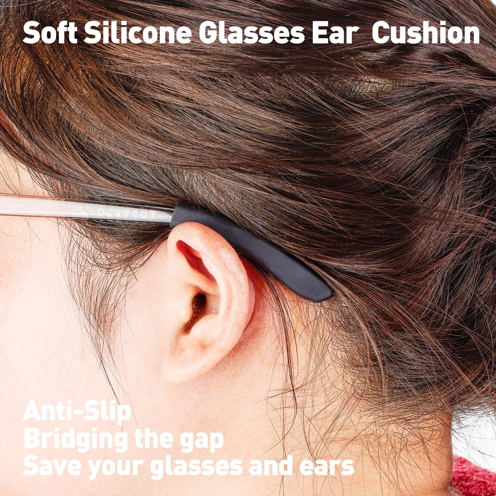 Silicone eyeglass temple sleeve fitting various eyeglasses