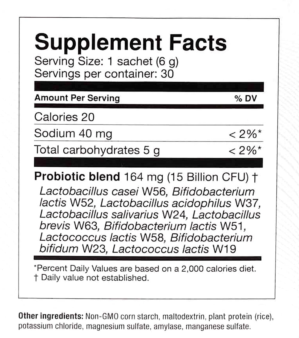 OMNi BiOTiC Hetox individual-serving pack illustrating convenient, non-GMO detox on the go