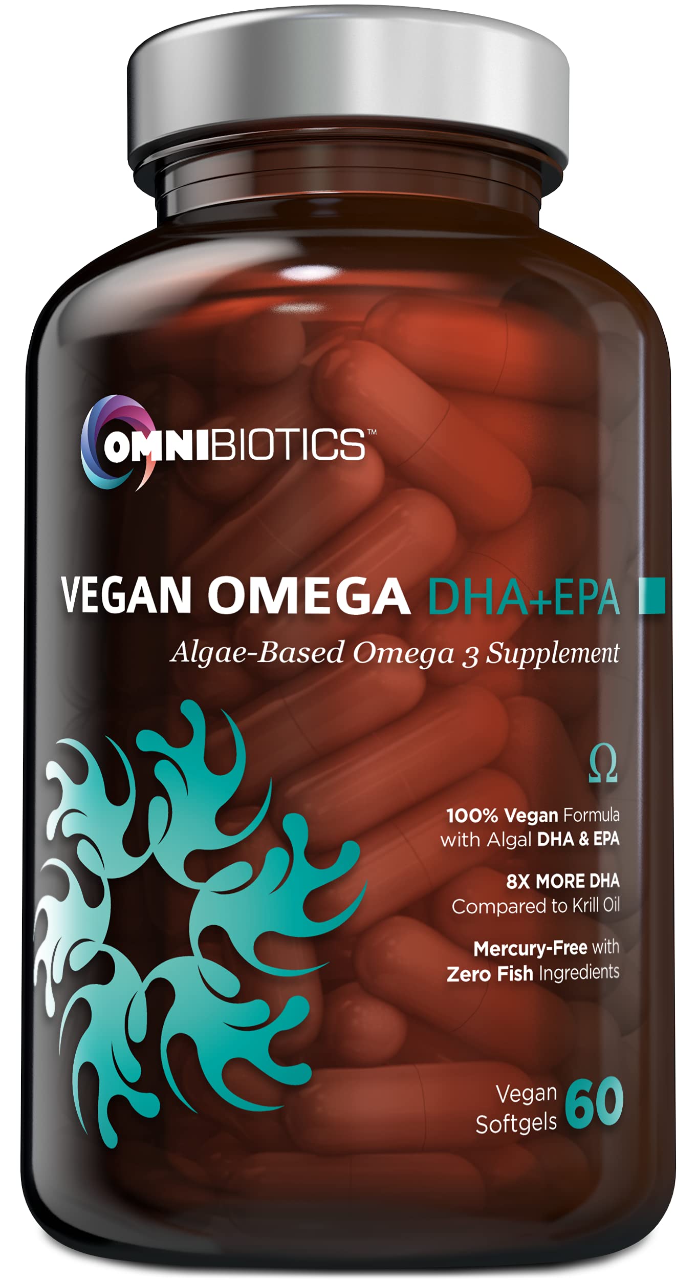 Bottle of OmniBiotics Vegan Omega-3 DHA + EPA Prenatal