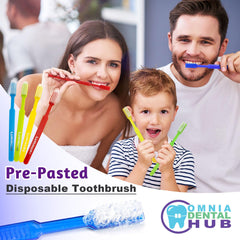 Bulk pack of prepasted disposable toothbrushes for offices