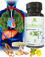 Omnite Asthma Relief bottle—daily respiratory support for easier breathing.