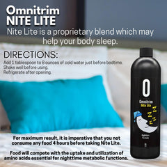 Back of OmniTrim Nite Lite bottle showing supplement facts