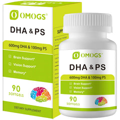 Product front view of OMOGS Algae DHA softgels