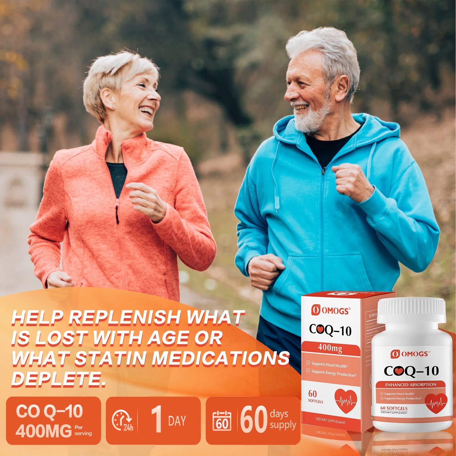 Graphic illustrating energy and wellness benefits of CoQ10