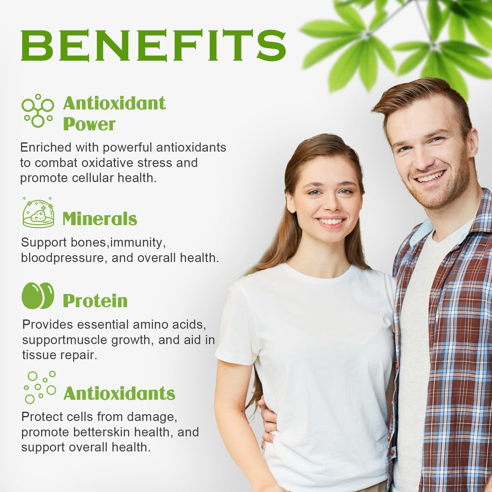 Health benefits highlighting energy, metabolism, and immunity support