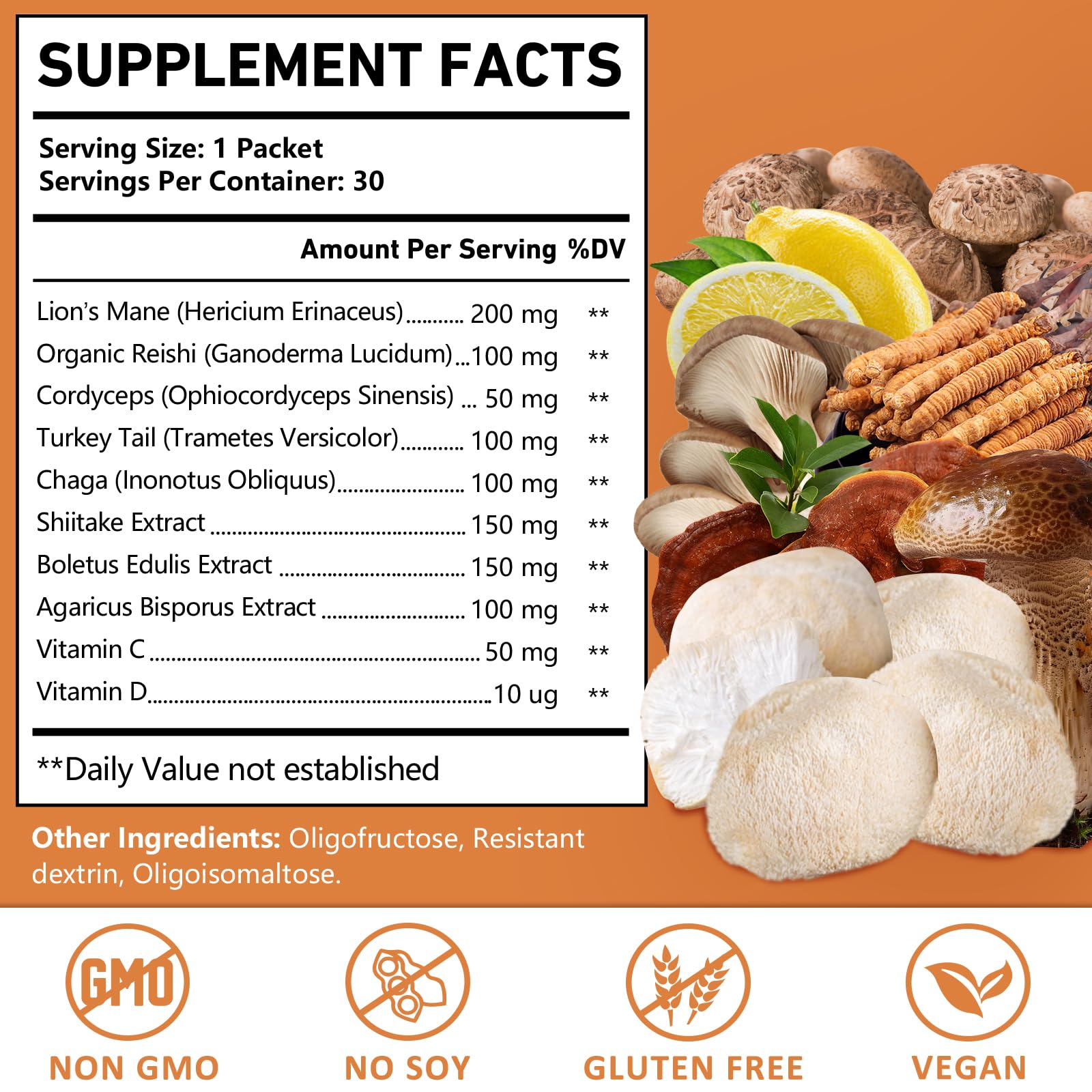 Close-up of Lion's Mane and other edible mushrooms