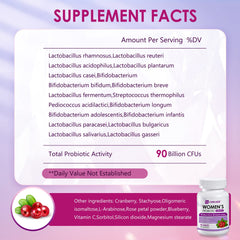 Close-up of probiotic capsules and cranberry extract