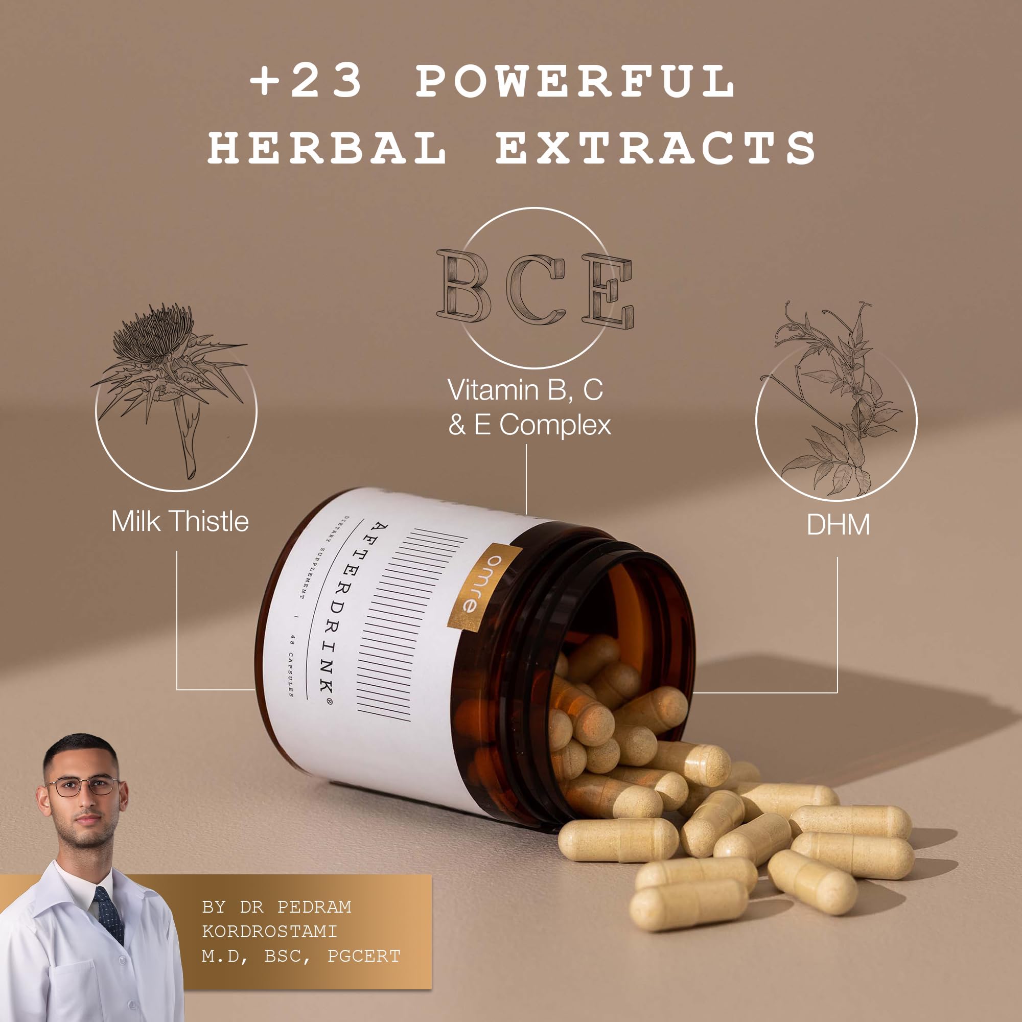 Milk thistle and DHM ingredients laid out for the supplement