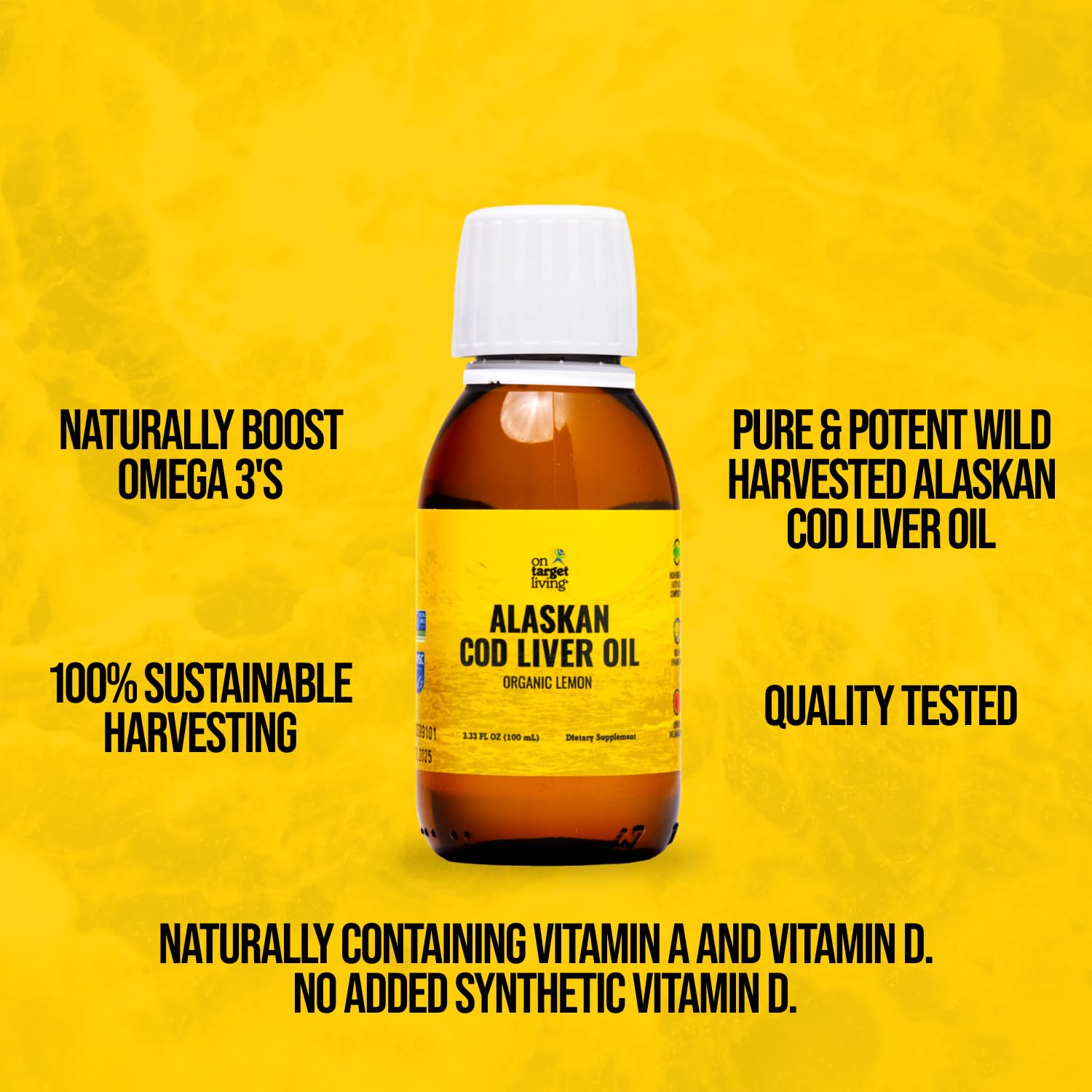 Line caught in the USA label on cod liver oil packaging