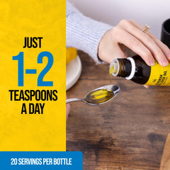 Vitamin D content on cod liver oil bottle (540 IU per tablespoon)