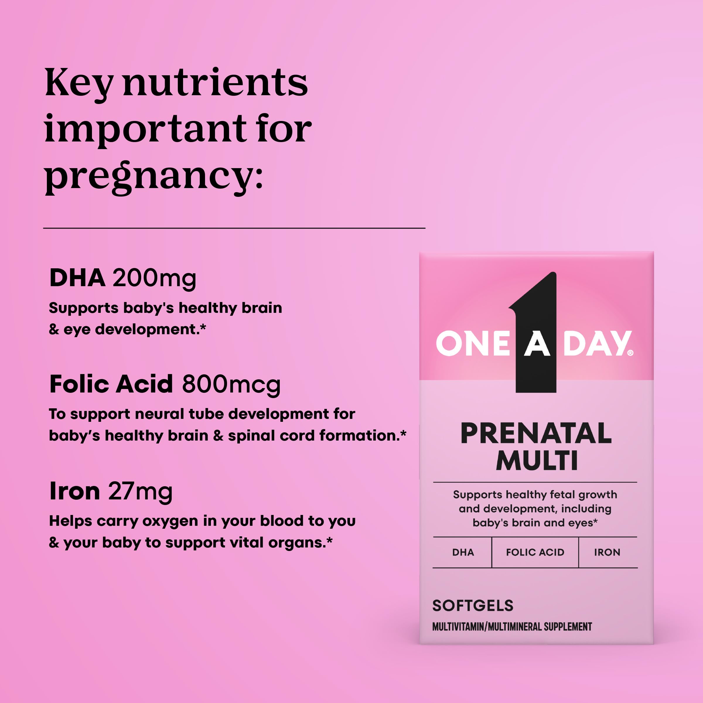 Front view of One A Day Prenatal vitamins packaging