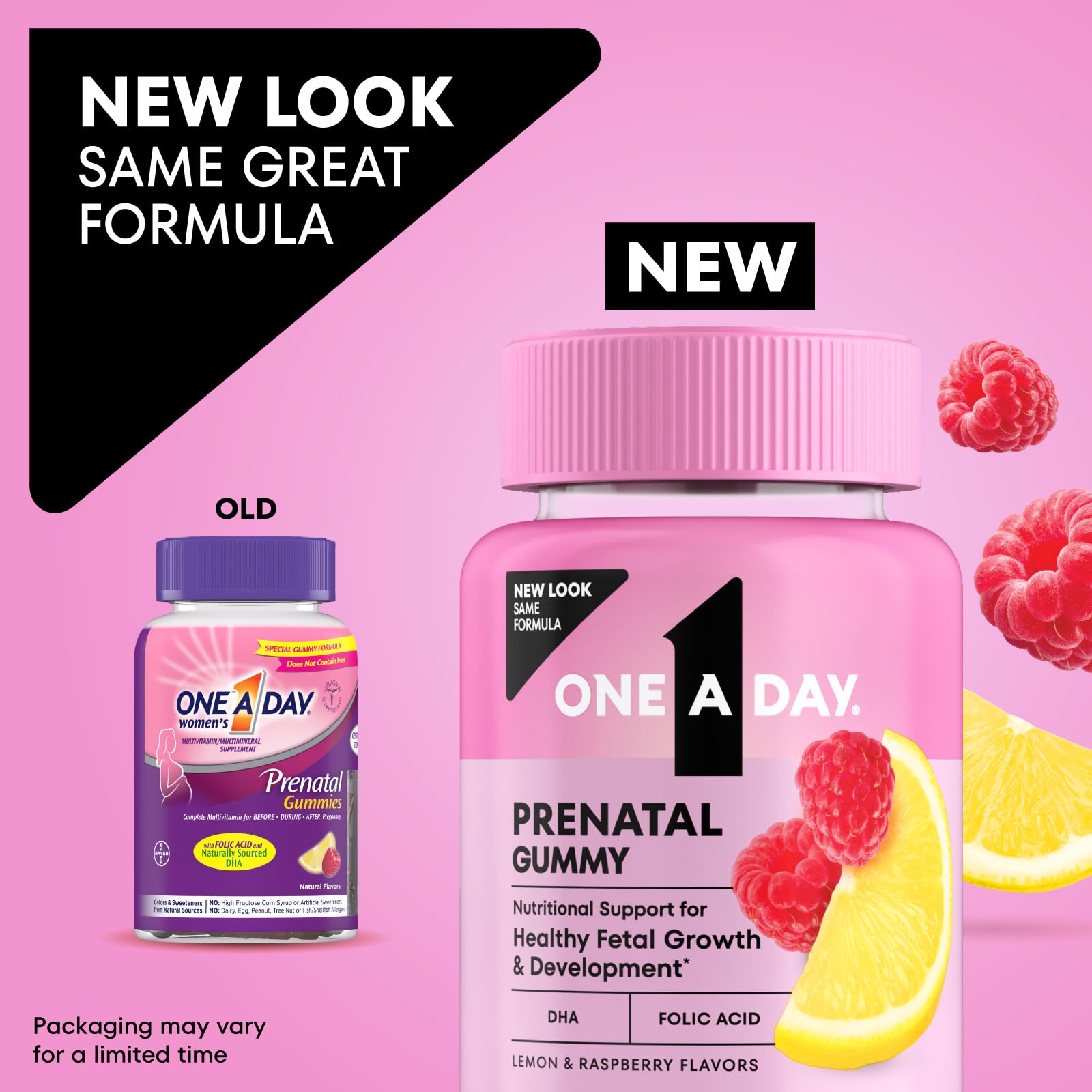 Lemon-flavored prenatal gummy vitamins for women