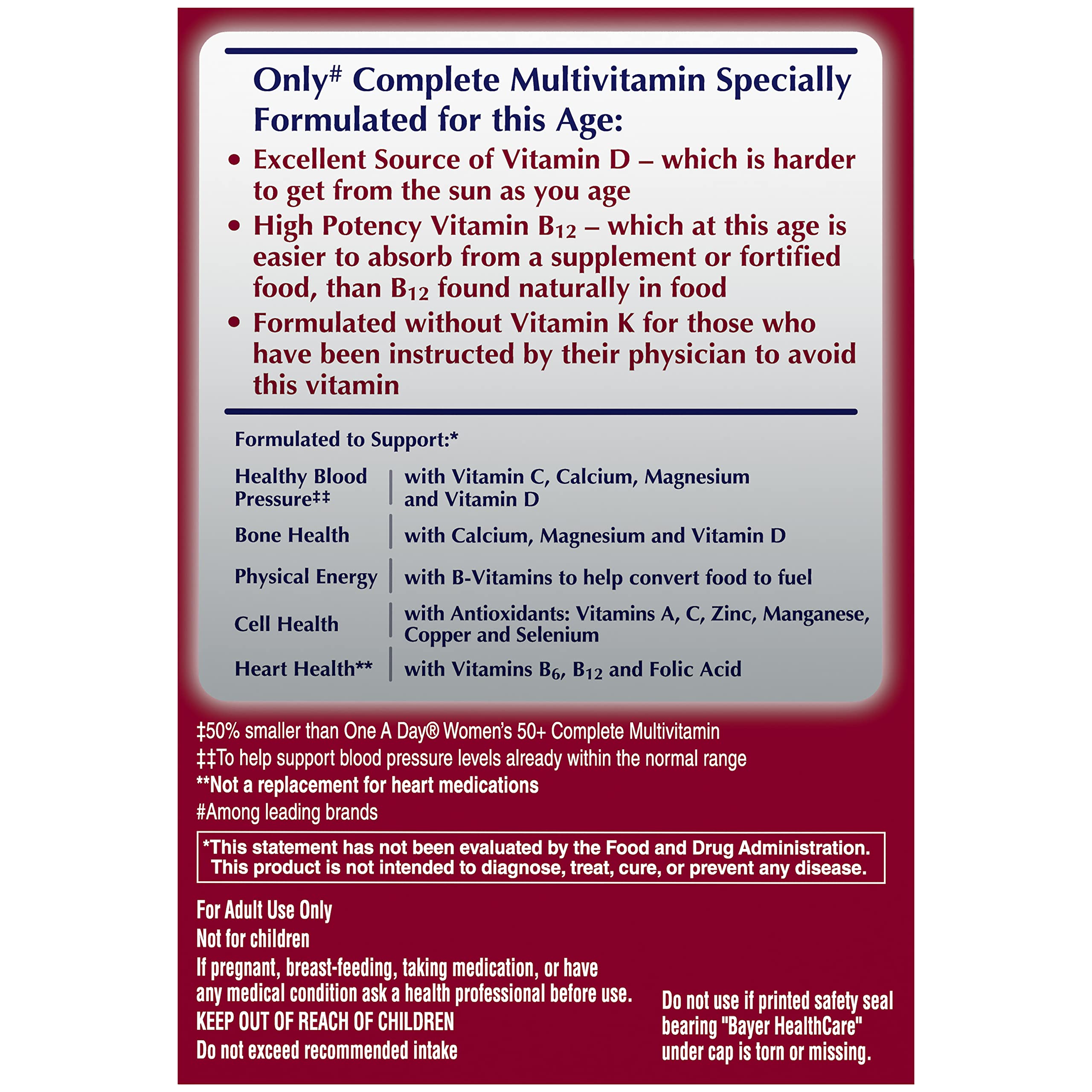 Recyclable packaging of One A Day Proactive 65+