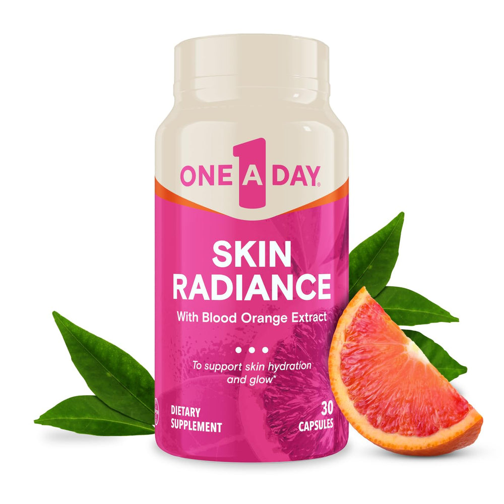 One A Day Skin Radiance bottle with Blood Orange Extract label