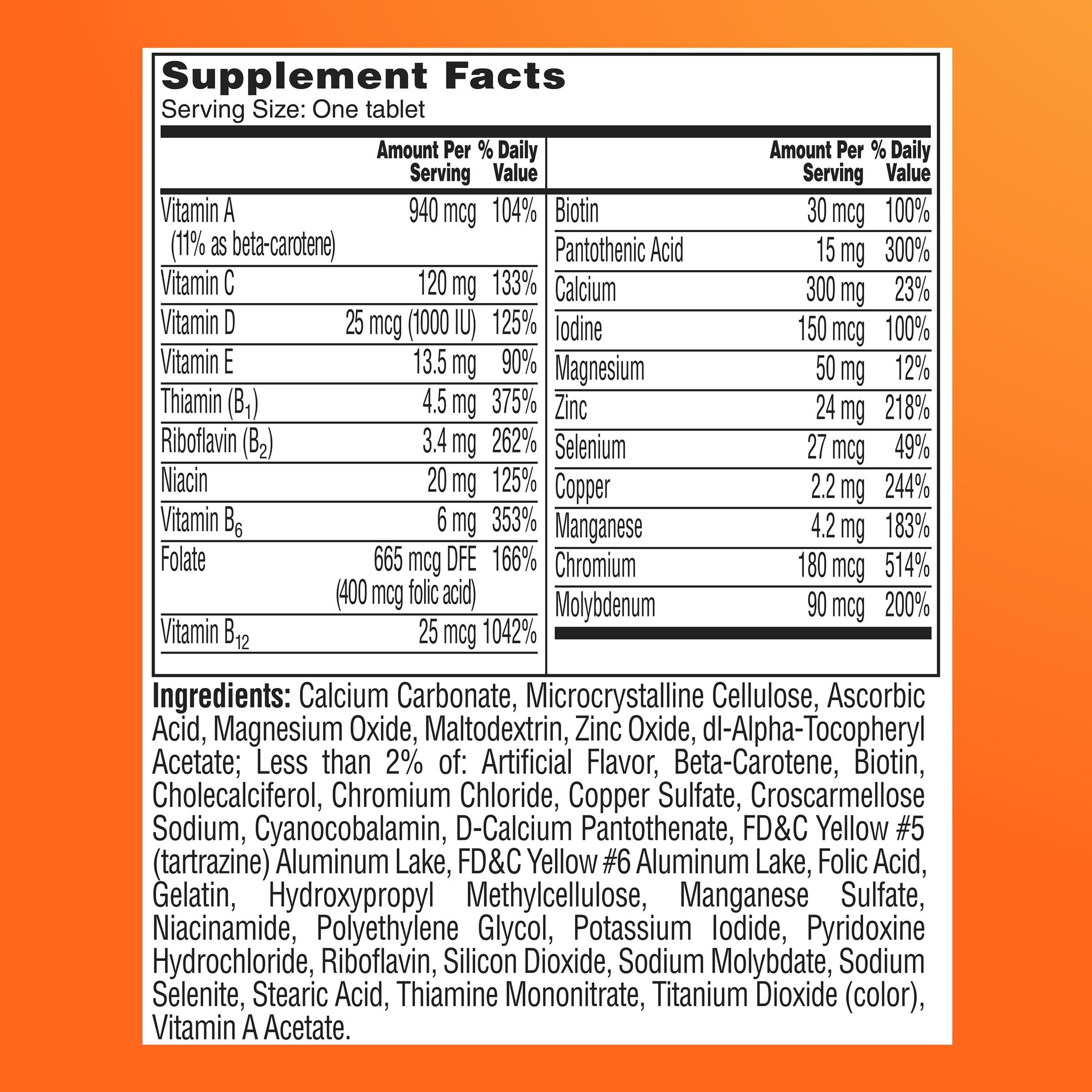 Dosing instructions for One A Day Women 50 Plus 50+