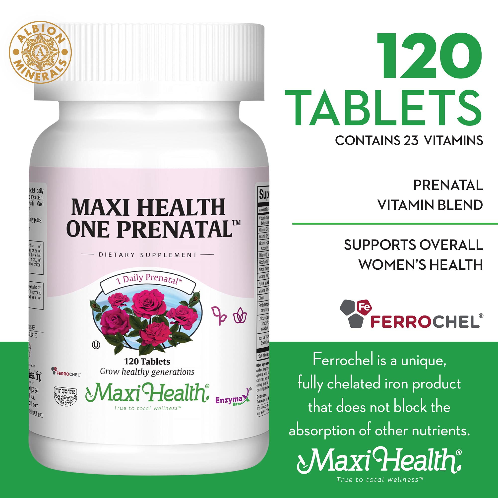 One Daily Prenatal vitamins highlighting iron, folate, choline and vitamin D3
